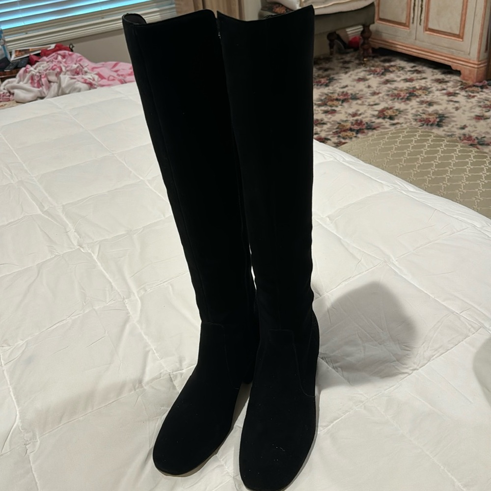 Marc Fisher Black Swede knee boots.